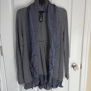 Forever 21 Charcoal Gray Ruffled Cardigan